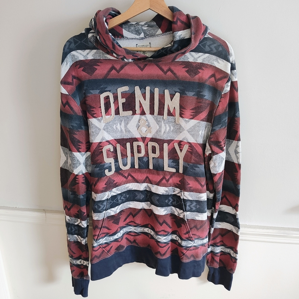 VTG Denim & Supply Ralph Lauren Southwestern Red White And Blue Men's Hoodie